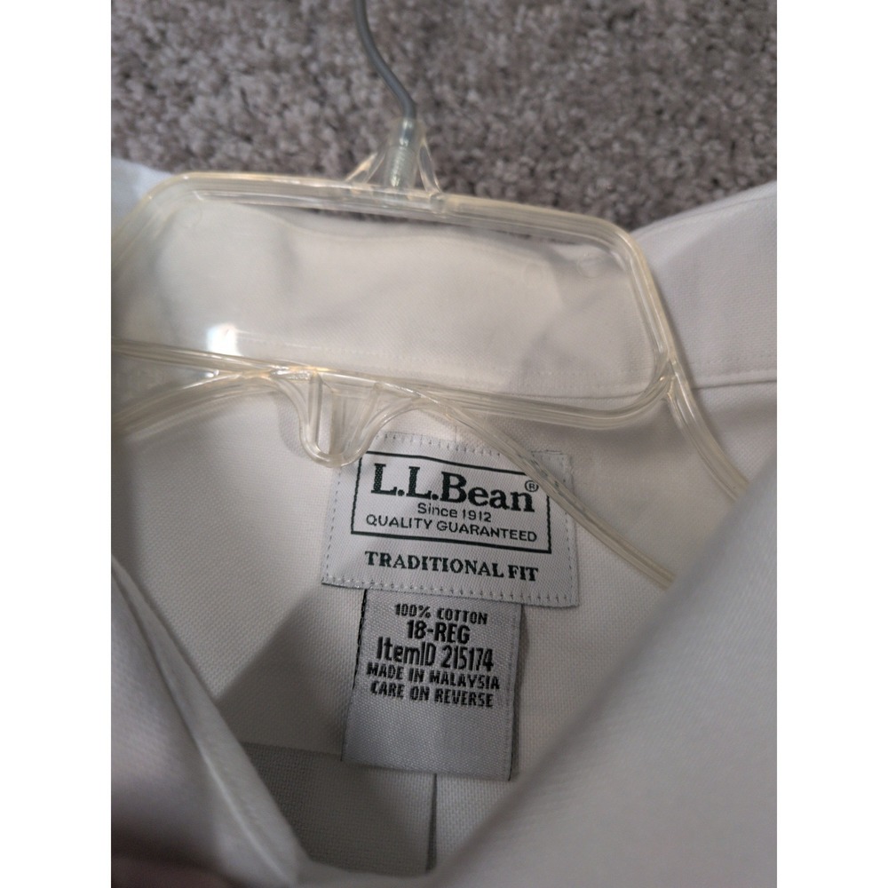 LL Bean Mens 18 Traditional Fit Short Sleeve Button Down Shirt White 215174 - Picture 2 of 5